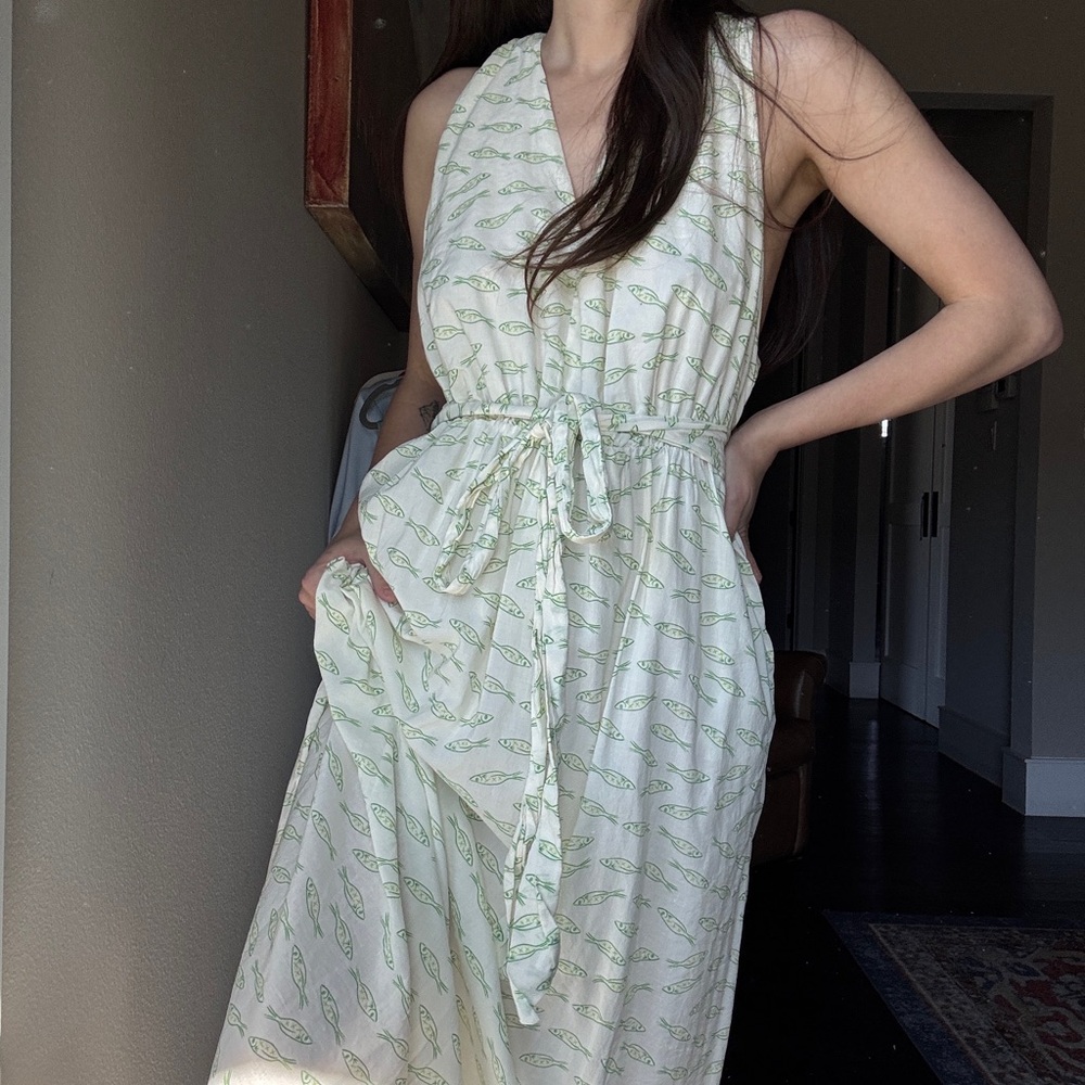 Elegant Green Patterned Maxi Dress - Maxi Summer Dress - Minimalist Style